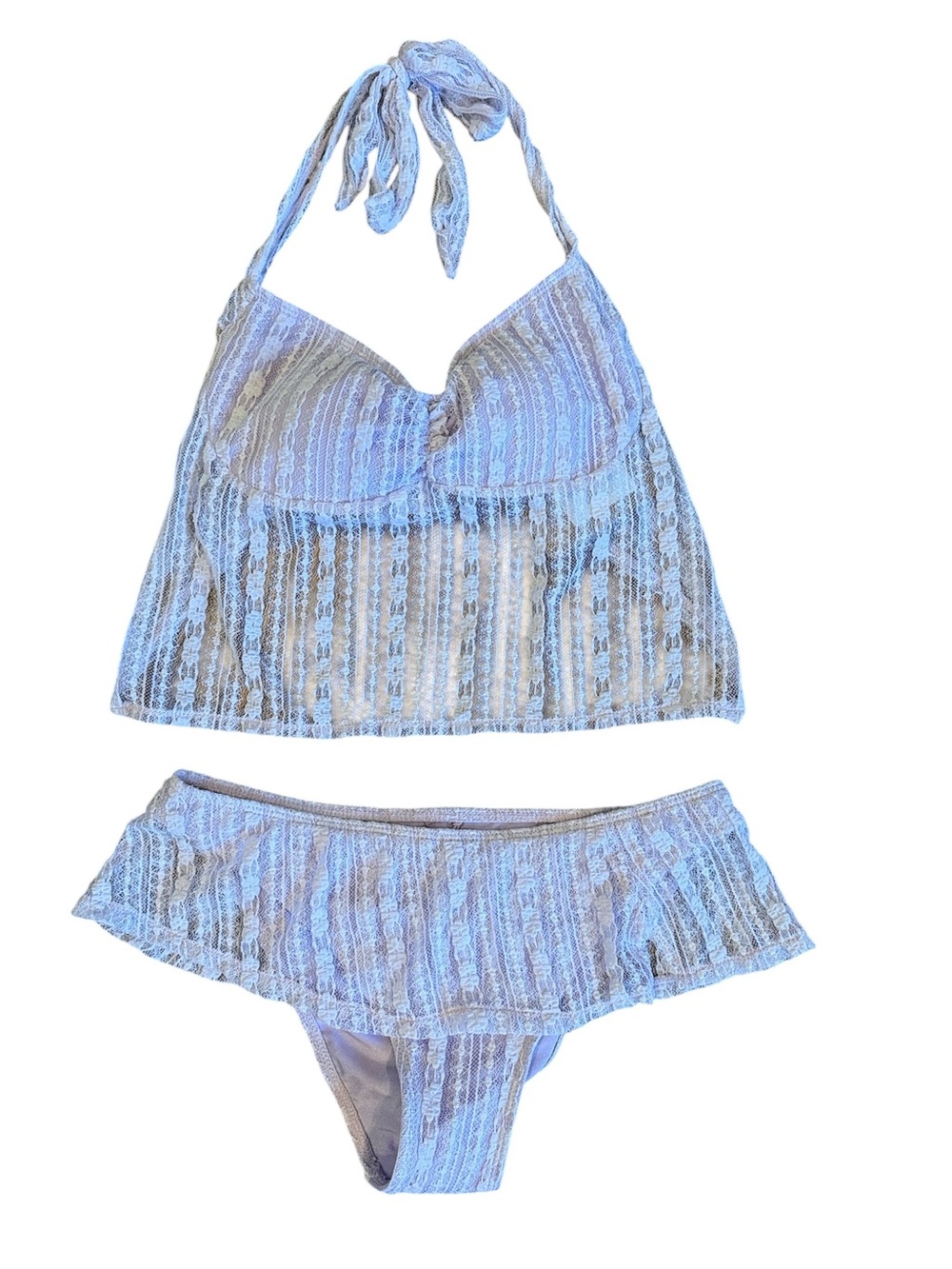 Samiol Lace Halter and bikini bathing suit Set - Light Lavender size M